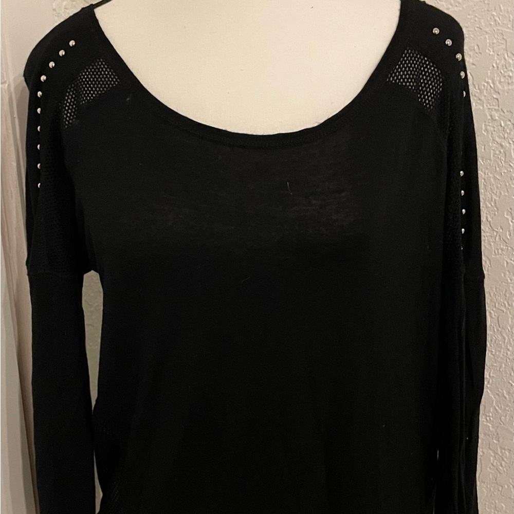Rock & Republic Black Studded long sleeve tee size S